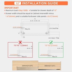 10 12 14 16 18 20 22 24 Inch Bottom Mount Soft Close Drawer Slides Full Exten…