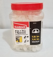 Goldblatt GO2332 T-Spacers 2-in-1 Pack of 250 New in Jar 1/8″ x 1/4″