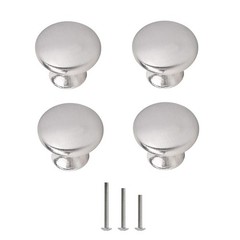 4X Satin Brushed Nickel Knobs Cabinet Hardware Round Mushroom Knob Wardrobe D…