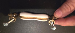 6 Ceramic and Brass 5” Dresser Drawer Pulls Almond Cabinet Handles With Screws