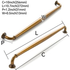 2 Pack 10 Inch Hole Center Antique Brass Heavy Duty Solid Cabinet pulls Ideal…