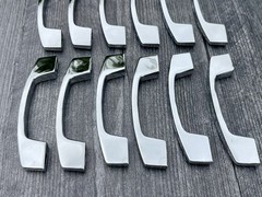 Lot of 12 Vintage Mid Century Modern Silver Chrome Drawer Pulls Atomic Metal