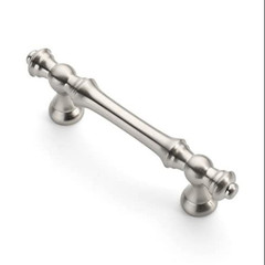 Polished Silver Traditional Handle Pull 3in C-C 4.4in L 0.5in Dia Cabinet