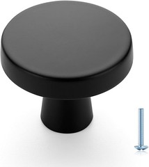 Matte Black Single Hole Round Cabinet Drawer Knobs Kitchen Handles 5 Pack