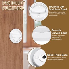 Round Recessed Flush Pull Stainless Steel White with Screwdriver