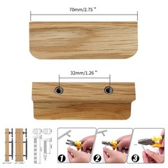 Evionlin 6 pcs Oak Wood Cabinet Door Handle 2.75 in Antique Style