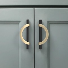 6 PCS 3.75 Inch 96mm Hole Center Black Brushed Gold Cabinet Pulls Handles