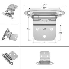50 Pack 25 Pairs 3/8″ Inset Kitchen Cabinet Door Hinges, Semi-Concealed Hinges