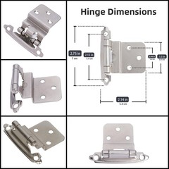 3/8″ Inset Cabinet Hinges Brushed Nickel 1 Pair -2 Pcs Offset Self Closing Ca…