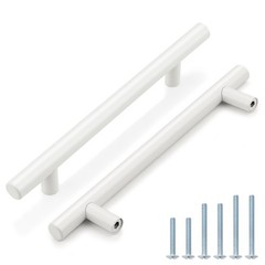 30 Pack 5 inch White Cabinet Handles, Stainless Steel, Drawer Pulls, Square