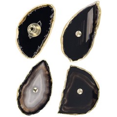 Set of 4 Agate Slice Cabinet Knobs with Screws, Gold Plated Agate Drawer Pull…