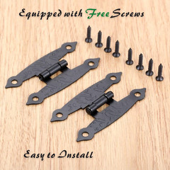 10 Pack Black H Cabinet Hinges Decorative Metal Hinges with Screws for Doors