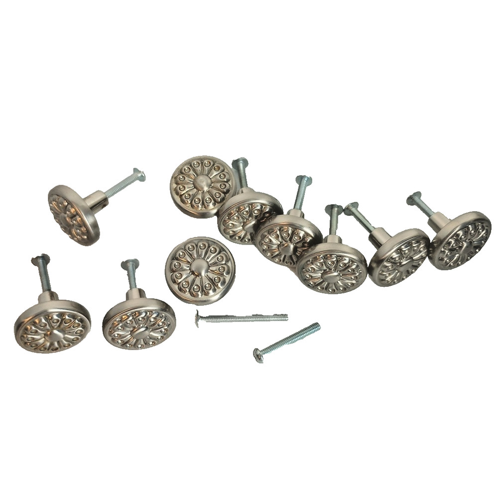 Liberty 1 1/4″ fan Design round knobs Pull satin nickel Set of 10 Cabinet Drawer