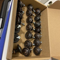21-Aged Bronze Round Transitional Cabinet Knobs Pulls With Bolts