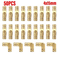 50Pcs New Invisible Barrel Hinges, 4x15mm Brass Concealed Hinge, Gold