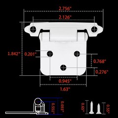 50 Pack 25 Pairs Self Closing 1/2″ Overlay Cabinet Door Hinges – White Face Moun