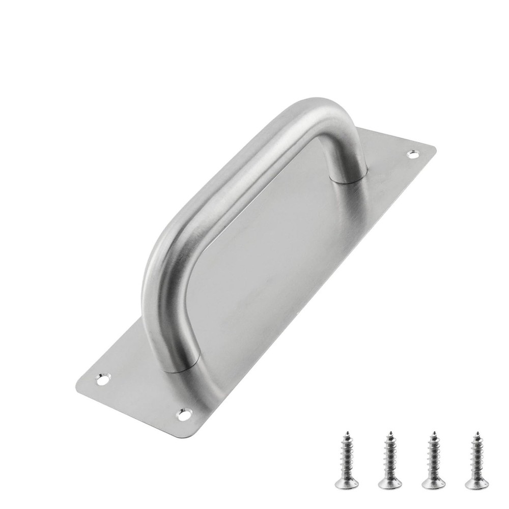 Heavy Duty Stainless Steel Barn Door Pull Handle with Plate 7 7/8in Silver