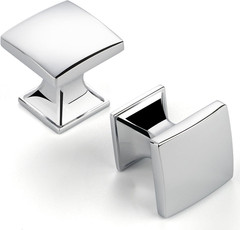 10 Pack 1 Inch, Small Square Polished Chrome Cabinet Knobs Chrome Drawer Knobs C