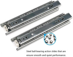 Drawer Slides, 10 Inch Full Extension 3 Section Ball Bearing Side Mounted Drawe