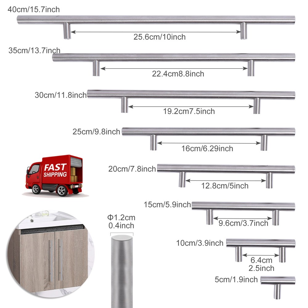 Cabinet Handle 2-16 inch T-shaped handle household stainless steel drawer handle