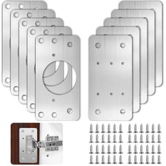 10 PCS Cabinet Hinge Repair Plate Stainless Steel Cupboard Door Bracket Hole