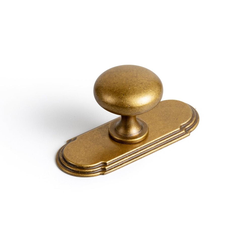 6 PCS Antique Brass Zinc Alloy Single Hole Cabinet Knob With Backplate G014