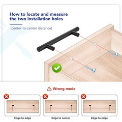 Ravinte Hardware 10 Pack Cabinet Handles 3″ Hole Center, Matte Black T-Shaped