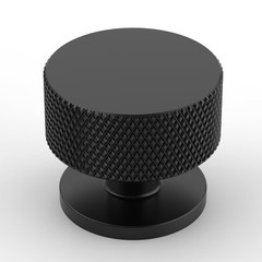 Amerdeco 10 Pack Matte Black Knurled Cabinet Knobs Single Hole 1.2 Inch Diame…