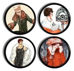 Art Deco Cabinet Knobs • 4pc 1920s Fashion Drawer Pulls • Vintage Gatsby GaDecor