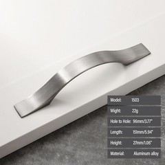 Curved Kitchen Cabinet Drawer Furniture Handles Cupboard Pulls Brushed Nickel