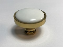 Timeless 1 3/16″ Polished Brass and White Ceramic Cabinet/Drawer Knob