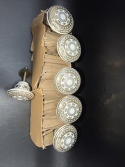 Southwest Style Hardware,Ceramic Knobs Cupboard Pulls Handles 6 Pack White&Gold