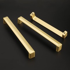 10 Pack Brushed Gold Cabinet Handles 6-5/16 Inch Hole Center Soild Zinc Alloy