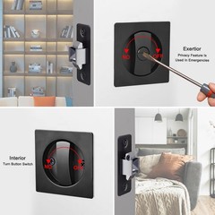 Pocket Door Privacy Lock Flush Handles Square Matte Black Fits 13/823/16