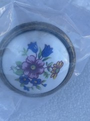 1 1/4 BRASS CERAMIC FLORAL CABINET KNOB PULL Buy More And Save