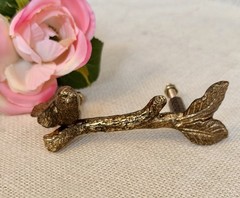 Bird On Branch Metal Drawer Pull Antique Gold Cottage Nature Garden Spring