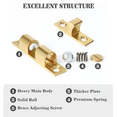 4 PCS 60mm Solid Brass Adjustable Double Roller Ball Tension Catch Latch