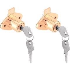 Drawer Lock 7/8 in Diecast Brass Plated Yale Keyway Pack of 2