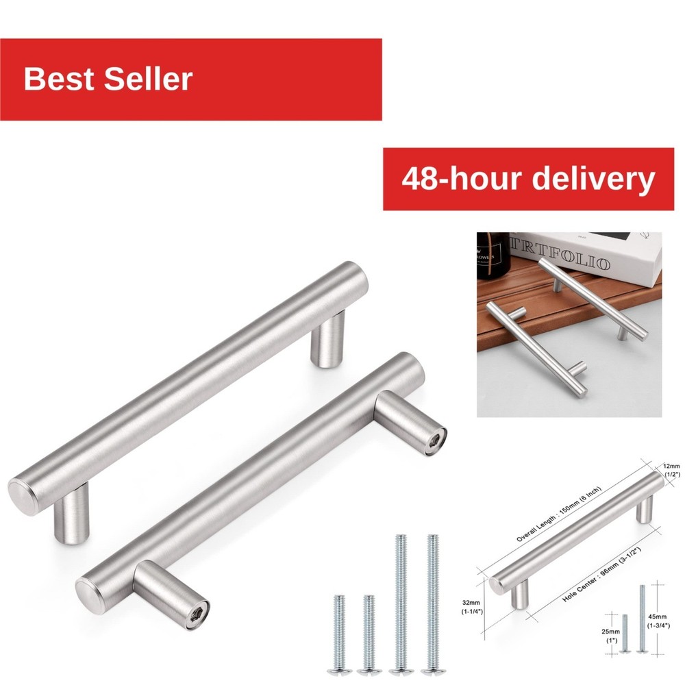 Probrico Stainless Steel Drawer Pulls 6″ Brushed Nickel 30 Pack