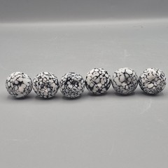 Marble Glass Cabinet Knobs Drawer Pulls (6) Black White Splatter 2″ Diameter