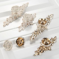 Retro European Rose Door Pull Handles Drawer Wardrobe Cupboard Cabinet Knobs