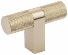 Emtek 86657.RCB.KN Knurled 3-1/8 Inch Bar Cabinet Knob – Satin Brass / Satin
