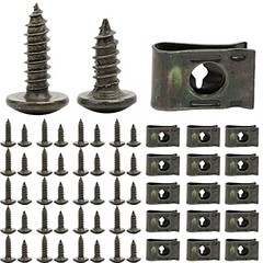 200Pcs Automotive U Tape Clip Fastener Self-tapping Screw+U Tape Clips 200PCS