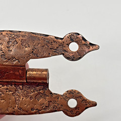 Vintage Hammered Copper-Plated H-Hinges DISTRESSED 6 Cabinet Hardware Colonial