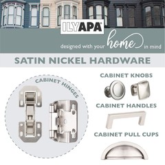 Self Closing Cabinet Hinges Satin Nickel, 50 Pack – Variable Overlay Flush