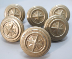 Vtg Beige Color KNOB Heavy Door Drawer Pull 1.75″ Round Star in Center Lot of 7