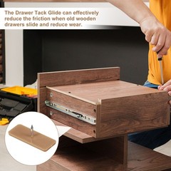 12pcs Tack-in Drawer Glides 31.7×12.7mm Plastic Furniture Slider Tack Brown