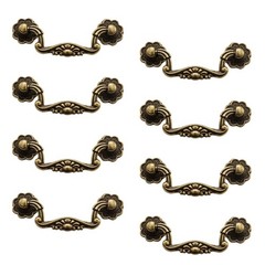 8 PCS 3 Inch Antique Brass Gold P01 Drop Cabinet Drawer Pulls Handles With Screw