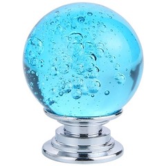 IEIK10 PCS Crystal Cabinet Knobs Azure Blue Round Glass Bubbles Knobs Smooth Dra