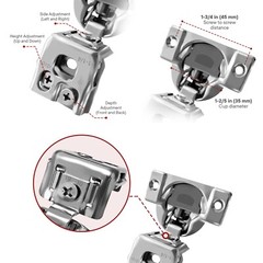 (60 Pieces) 1 1/4″ Overlay 105 Degree Soft Close Face Frame Cabinet Door Hinges